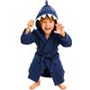 o-day Morbido Accappatoio Bambino Spugna e Divertente Accappatoio Bambina Spugna con Cappuccio a Forma di Animali Cotone 100% (IT, Età, 5 anni, 6 anni, Regular, Blu Navy - Squalo)