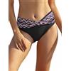 SHEKINI Fondo Bikini per Donna Triangolo Classico Ruched Bikini Nuoto Tronchi Culotte Slip Costumi da Bagno Pantaloncini da Spiaggia (XL, Trama Nera)