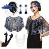 Generico 5 Pezzi Vestiti Anni 20 Costume Accessori Anni 20 Donna Costume Carnevale Donna con Guanti Cerchietto Collana Orecchini Bracciale Scialle per la Festa di Carnevale di Danza