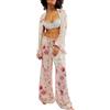 Uwdiohq Silk Satin Pajamas Set for Women 2 Piece Wide Leg Pants Long Sleeve Down Shirts Viola Notte (White, S) Pigiama Natale Famiglia Cotone con Bottoni Donna Italiano Elegante Grandi Taglie