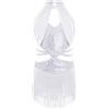 CHICTRY Body Ginnastica con Nappe Frange Bambina Paillettes Abito da Ballo Latino Americano Leotard Danza Classica Vestito da Jazz Rumba Salsa Performance Bianco B 5-6 Anni