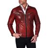 D'Arienzo Giacca in Pelle Uomo Colore Rosso Nuvolato Giubbotto Giubbino Moto Vera Pelle Made in Italy Hamilton
