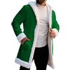 Generico Cappotto Cardigan lungo da uomo natalizio con cappuccio da donna unisex Babbo Natale bianco con bordo in pelliccia sintetica caldo cappotto con cappuccio con tasca
