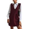 LCDIUDIU Vestito Gilet Knit da Donna, Maglione Pullover in Maglia con Scollo A V Nero, Gilet, Abiti Scamiciati, Autunno Inverno Casual Caldo Midi, Tuta in Maglia con Tasche, Rosso L