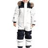 Generisch Tuta da sci per bambini ragazzi, tuta termica, tuta da sci, impermeabile, invernale, calda, tuta da neve, antivento, con muta staccabile, tuta softshell per esterni, bianco, 8-9 Jahre