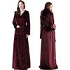 Oksun Vestaglia da donna lunga con cappuccio, in pile soffice, taglia grande, accappatoio invernale caldo e morbido, Rosso, 10-14