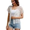 SMDPPWDBB WDFUZHAO - Coprispalle da donna a maniche corte in pizzo, bolero cardigan, lavorato all'uncinetto, giacca corta trasparente, bianco, XXL