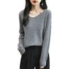 Chanyarn Maglione da Donna 100% Lana Merino con Scollo a V 2025 Casual a Maniche Lunghe Senza Cuciture Maglia Maglione