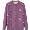 KIJSKKOPO Maglioni E Cardigan da Donna,Maglioni Cardigan Lavorati A Maglia con Fodera in Pile Teddy di Mezza età E Anziani, Rossi, Girocollo, Bottoni, Cappotto in Maglia con Ricami Floreali, Vecchi