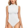 RuiChy Body per Donne Maniche Collo Alto Bodys Donna Pantaloncini con Parte Superiore Uscite Taglio Slim Casual Bodys Bodywear Abbigliamento da Club(Bianco/L)