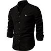 Btmpmcs Camicia da Uomo a Maniche Lunghe Lino Cotone Camicie Slim Fit Casual Classiche Formal Camicia da Lavoro Tinta Unita Elegante Basic Abito Primavera Autunno Estate Shirt Facile da Stirar