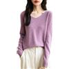 Chanyarn Maglione da Donna 100% Lana Merino con Scollo a V 2025 Casual a Maniche Lunghe Senza Cuciture Maglia Maglione