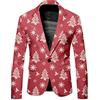 RUMAOZIA Blazer da Uomo per Natale Anzugjacke Blazer Natalizio Comodo a Maniche Lunghe con Revers Giacca da Festa Divertente Blazer da Festa con Stampa di Babbo Natale Costume di Natale, T rosso., L