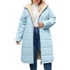 CMTOP Cappotto Donna Invernale Taglie Forti Lungo, Foderati in Pile Caldo Giubbotto Antivento Parka Elegante Classico Giacca Imbottito Giaccone con Cappuccio, Cerniera e Tasche(Blu,3XL)