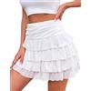 Adigaber Donna Mini Gonna Volants Tinta Unita con Pantaloncini