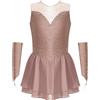 Oyolan - Vestito per pattinaggio artistico con strass, per danza, body da ginnastica, brillante, costume da danza, 5-16 anni, Rosa polverosa., 13-14 Anni