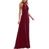 IWEMEK - Abito da donna da damigella elegante, trasformabile, infinity, con fasce convertibili a più vie, tinta unita, abito da cocktail con scollo a V, avvolgente, lungo, maxi, Borgogna, S