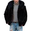 Generic Cappotto lungo in pelliccia sintetica da uomo, di media lunghezza, caldo, invernale, con tasche, casual, streetwear, nero, taglia 3XL
