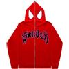 Silver Basic Felpa con Cappuccio Oversize Spider da Uomo Grunge Vintage Y2K Clothes Full Zip Spider Web Printing Vintage Gothic Sweatjacke Unisex S,RedBlack-2