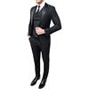 FB CLASS Abito Uomo Sartoriale Completo Giacca Pantaloni Gilet Cravatta Nero Raso Lucido