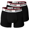 MOSCHINO Set di 2 boxer realizzati in jersey di cotone stretch con elastico in vita personalizzato con logo a contrasto. Vestibilità regolare XL Nero