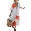 Udbeksid Vestito Estivo Donna Lungo Kaftani - Abito Estivi Cotone Effetto Lino Boho Chic, Vestitos Elegante Scollo a V e con Tasche, Traspirante e Comodo per Vacanza Spiaggia