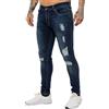 989Zé ENZO Jeans Strappato Uomo Pantaloni Stretch Slim Fit Denim Elastico Casual EZ383 Blu 30W / 34L