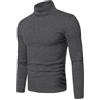 QIXING - Maglia termica da uomo a maniche lunghe, con collo alto, in cotone, termica, elasticizzata, base layer, calda, per l'inverno, grigio scuro, M