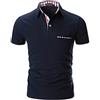 STTLZMC Moda Polo Uomo Manica Corta con Plaid Cotone T-Shirt Tops Tennis,Blu,XXL