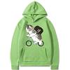 oneforus Felpa con Cappuccio Pullover Cat Cat Bicicletta Stampata Felpa con Cappuccio Uomo a Maniche Lunghe Loose Tops Cute Cat Camicette Streetwear Maglione