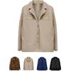POIOZXD Giacca da donna in finta pelle scamosciata, primavera autunno button down retrò marrone tasca allentata manica lunga in pelle scamosciata giacca bomber da donna, Beige, M