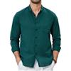 Enlision Camicia Lino Uomo Manica Lunga Estiva Cotone Henley Shirts Collo Coreana con Bottoni Tinta Unita Elegante Casual da Spiaggia S-4XL