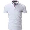 STTLZMC Moda Polo Uomo Manica Corta con Plaid Cotone T-Shirt Tops Tennis,Bianco,S