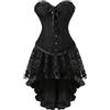 Hengzhifeng Corsetto con Gonna Steampunk Donna Costume Halloween Pirata (EUR 30-32,Nero)