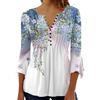 ABYOVRT Magliette Donna Estive Camicia Casual Camicetta a Maniche 3/4 Camicia con Stampa Scollo a V T-Shirt Oversize retrò da Donna,Bianco-2,S