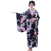 Fulidngzg Kimono Donna Giapponese in Satin 3 Pezzi con Caftano Lungo,Obi e Supporto Posteriore Vestaglia Sposa Estiva Costume Carnevale Geisha Accappatoio Hawaiana Yukata Camera Elegante Copricostume Mare,Nero