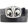 BELTINGER Cintura in pelle bovina con fibbia quadrata a giglio, 40 mm, cintura in pelle con Fleur de Lis Buckle, per uomo e donna, 4,0 cm, cintura in pelle con bottoni automatici da 4 cm, nero