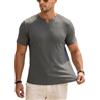 Muscle Cmdr Manica Corte da Uomo Scollo a V Magliette Intime Slim Fit Stretch Casuale T-Shirt Uomo （Grigio XS）