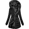 Generic Cappotti da donna lunghi in pelliccia con cappuccio imbottito piumino parka da donna invernale in pile caldo giacca finta peluche interno pile slim fit giacca con cerniera leggera tunica