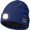 ATNKE LED Bluetooth Cappello con Luce,USB Ricaricabile 4 LED Senza Fili Musicale Altoparlante Corsa Cappello Invernale Calda Maglia Berretto con Pile Foderato Regali per Uomo e Donna/Ligh Navy Blue