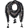 Nuofengkudu Sciarpe Cotone Donna Eleganti Floreale Stampa Bohemien Etniche Stile Grande Vintage Piazza Scialli Foulard con Fiocco Scarfs 110 * 110CM Nero