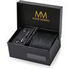 Massi Morino Cravatta con Fazzoletto da Taschino Set Uomo incl. Gemelli, Fermacravatta e Confezione Regalo - Set Cravatta Uomo per Matrimonio