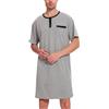 Uniexcosm Camicia da Notte da Uomo in Cotone Pigiama da Uomo Girocollo con Bottoni Pigiama Comoda Maniche Corte Girocollo, Tinta Unita Sottile
