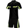 Agoky Uniformi da Arbitro Uomo Tuta da Ginastica Completi Sportivi Abbigliamento da Arbitro Maglia Arbitro Colletto Risvoltato Pantaloncini con Elastico per Partita dI Calcio Nero L