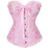 Shyllin Corsetto per Donne, Corpetto Top in Pizzo, Sexy Burlesque Overbust Corsetti Bustino Vintage Gotico Nero,Halloween Carnevale Natale balli feste (IT, Testo, XL, Regular, Regular, Pink)