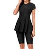 Yiesvsov Costume Bagno Donna con Maniche Corte Maglia Il Surf Rashguard Mutande Bagno Set Bikini Tankini Costumi Due Pezzi Surf E Nuoto Nero M