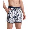 maamgic Costume Uomo Mare Corto Vintage Asciugatura Rapida Costume da Bagno Idrorepellente Pantaloncini Corto Swim Trunks con Fodera Rete e 3 Tasche, Blu Navy Foglia Bianco, M