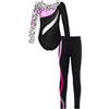 Freebily Body da Ginnastica Artistica Bambina con Leggings Sportivi Strass Leotard a Maniche Lunghe Abito da Danza Classica Moderna Jazz Tuta da Balletto Ballo Latino Leopard&hot Pink 7-8 anni