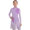 TiaoBug Abito da Ballo Bambina Lirico Contemporaneo Vestito da Pattinaggio Artistico Body Danza Classica Ballerina Costume da Ballo Latino Moderno Tango Dancewear Lanvanda 7-8 Anni