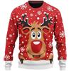 Generico Felpa natale uomo-Maglione Natale Uomo Divertente con Renna Stampa Natalizia Pullover Natalizio per Feste Invernali